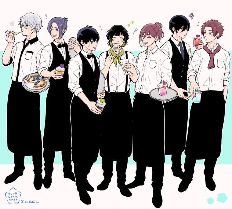 isagi yoichi, nagi seishirou, bachira meguru, mikage reo, itoshi rin, and 2 more (blue lock) drawn by 626dir
