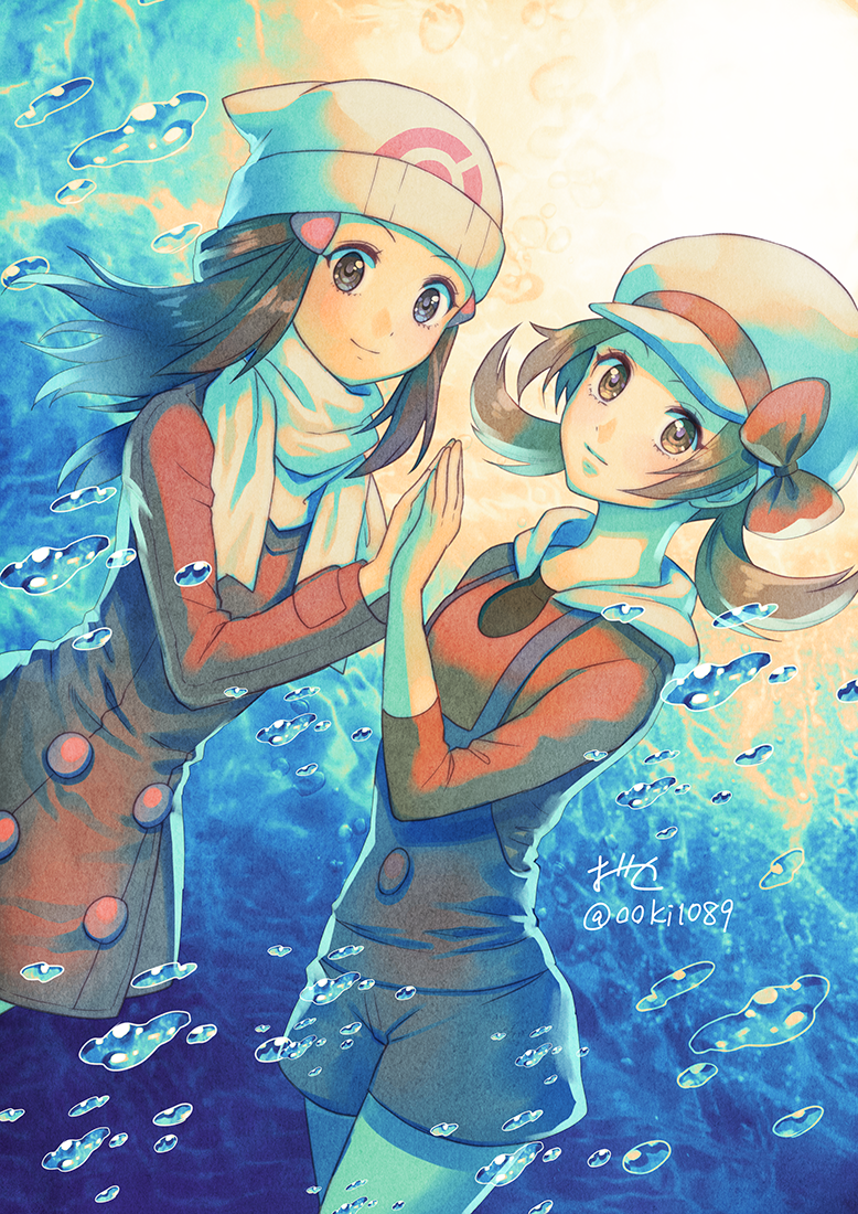 dawn and lyra (pokemon and 3 more) drawn by ooki1089