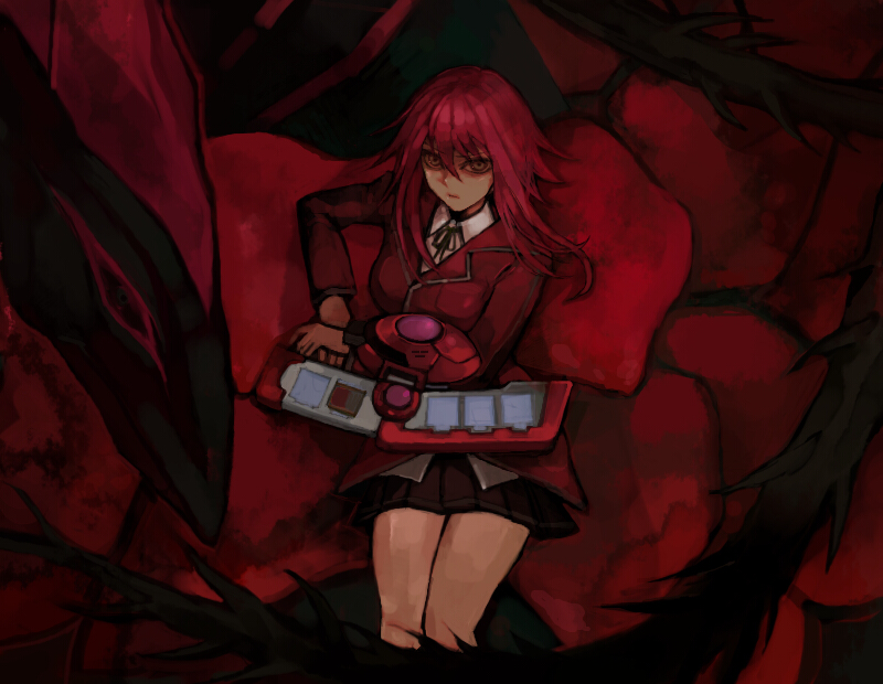 izayoi aki and black rose dragon (yu-gi-oh! and 1 more) drawn by goshi
