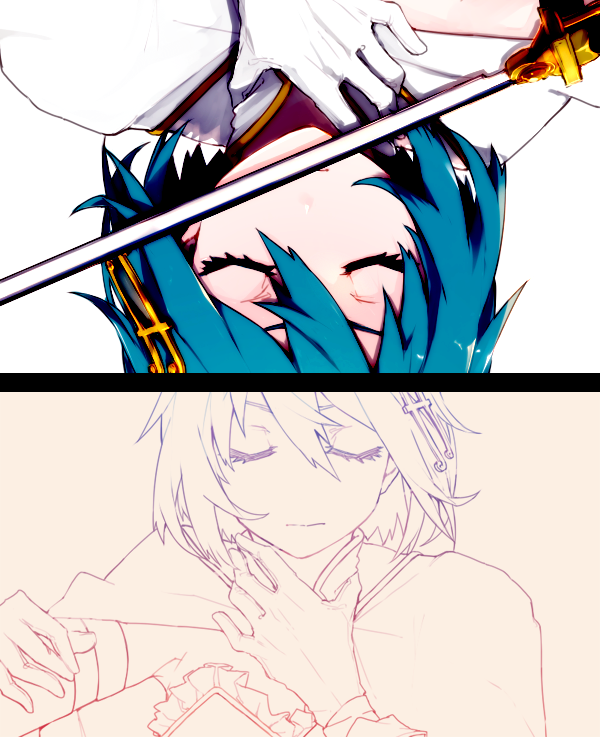 miki sayaka (mahou shoujo madoka magica and 1 more) drawn by hanyae