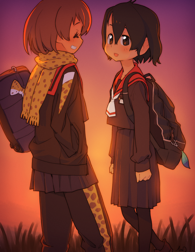 serval and kaban (kemono friends) drawn by tessaku_ro