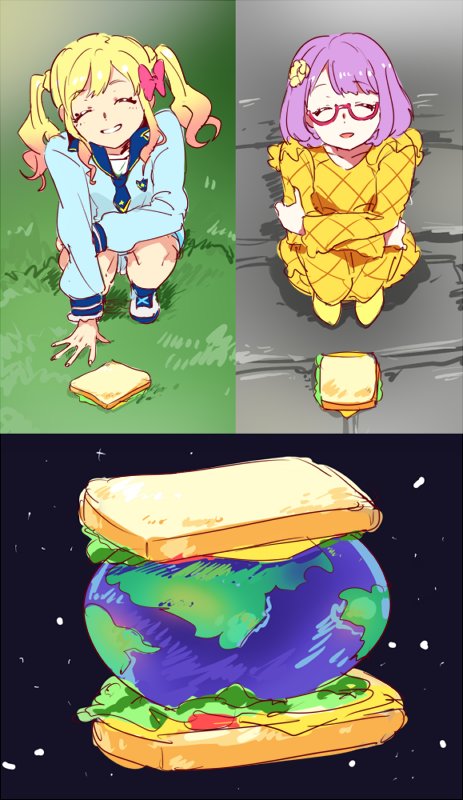 nijino yume and nanakura koharu (aikatsu! and 1 more) drawn by shiontaso
