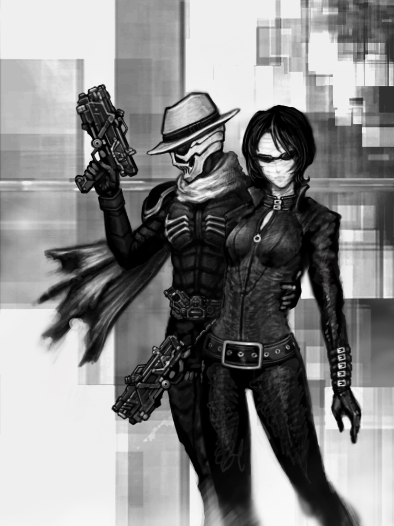 kamen rider skull and shroud (kamen rider and 1 more) drawn by katou_yuu