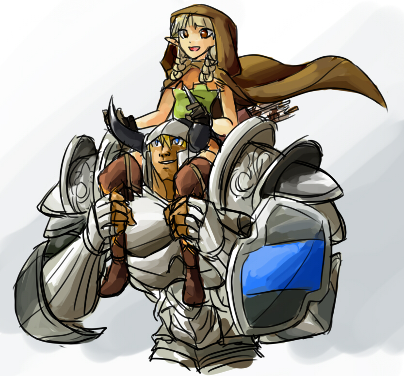 elf and fighter (dragon's crown) drawn by matsu-sensei