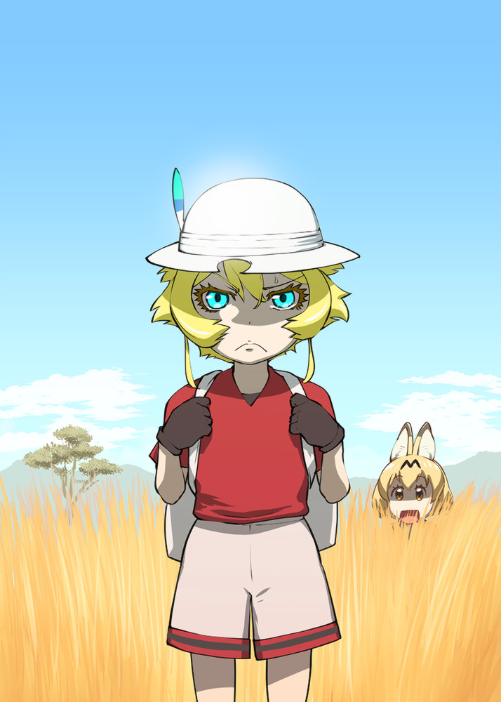 serval, kaban, and tanya degurechaff (kemono friends and 1 more) drawn by ueyama_michirou