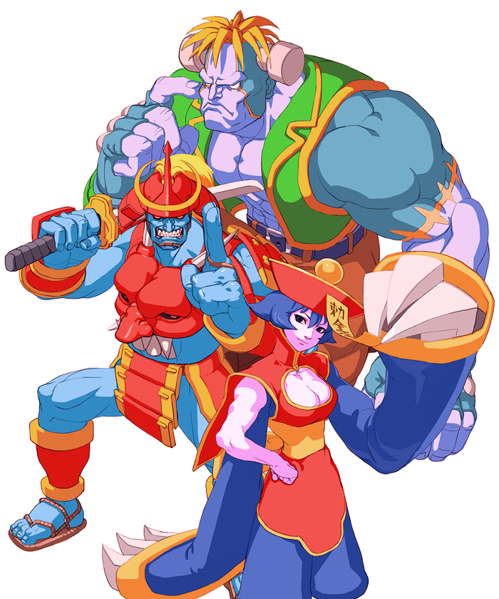 hsien-ko, victor von gerdenheim, and bishamon (darkstalkers) drawn by oetaro