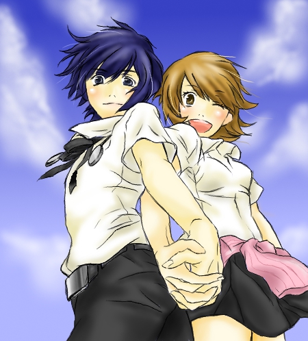 yuuki makoto and takeba yukari (persona and 3 more) drawn by kuroshiro
