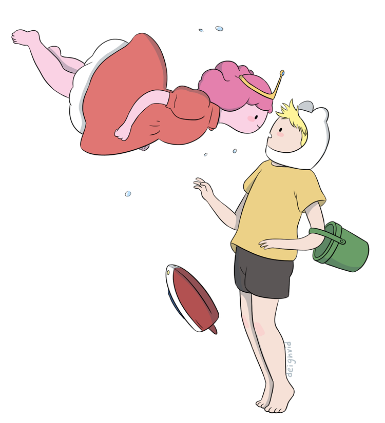 princess bonnibel bubblegum, finn the human, ponyo, and sousuke (adventure time and 1 more) drawn by deighvid