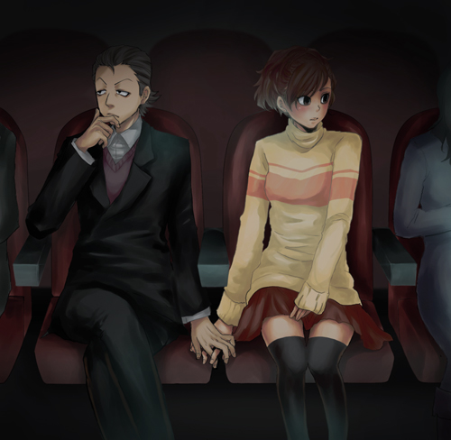 shiomi kotone and odagiri hidetoshi (persona and 2 more) drawn by adkngy