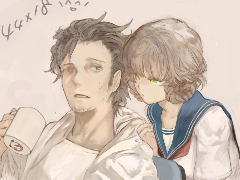 okabe rintarou and amane suzuha (steins;gate) drawn by 3838383