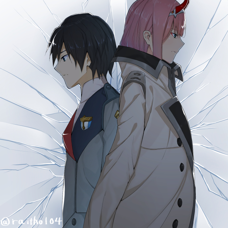 zero two and hiro (darling in the franxx) drawn by raitho