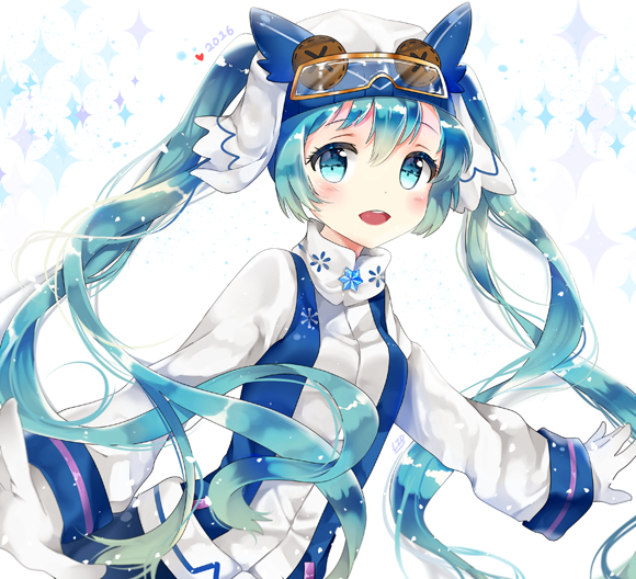 hatsune miku and yuki miku (vocaloid) drawn by liby_(libtnvd)