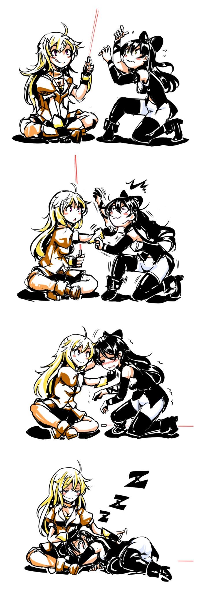 yang xiao long and blake belladonna (rwby) drawn by kishiri_(sakurasaku_xyli)