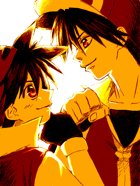 red (pokemon and 1 more) drawn by pochiki