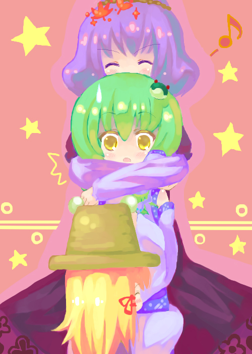 kochiya sanae, moriya suwako, and yasaka kanako (touhou) drawn by 23_(candy_chapus)