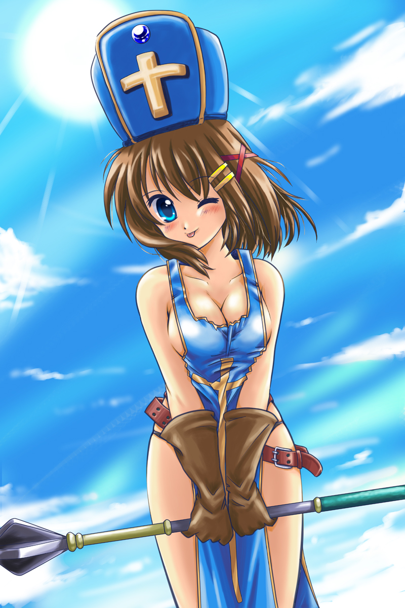 yagami hayate and priest (lyrical nanoha and 3 more) drawn by san-pon