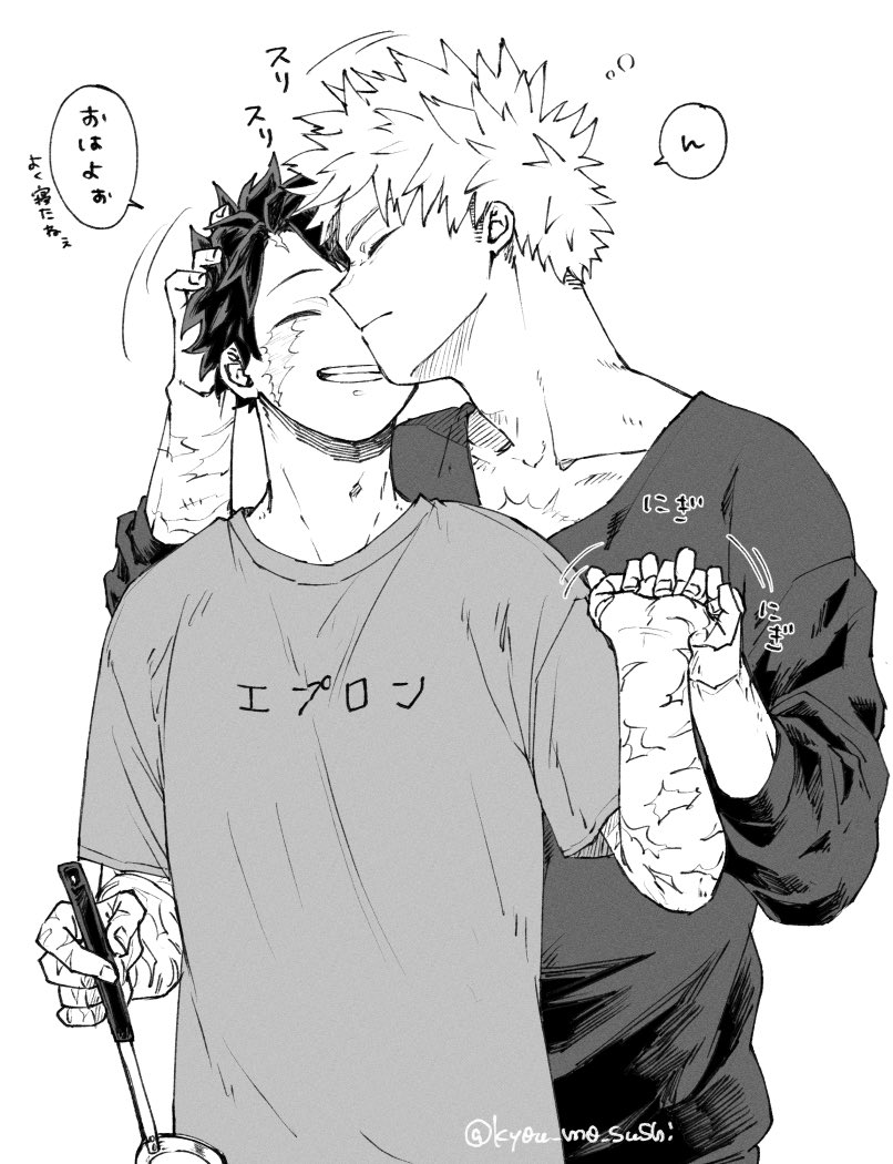 midoriya izuku and bakugou katsuki (boku no hero academia) drawn by kyou_mo_sushi