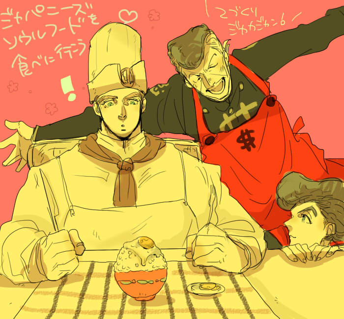 higashikata josuke, nijimura okuyasu, and tonio trussardi (jojo no kimyou na bouken and 1 more) drawn by hoge_(hogepp)