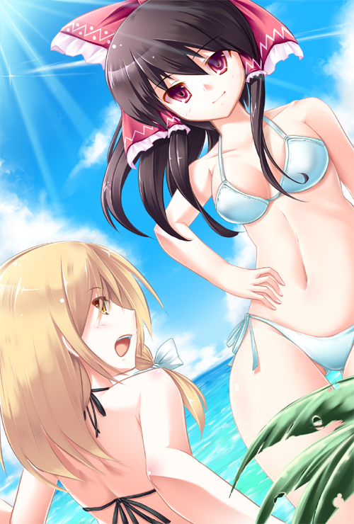 hakurei reimu and kirisame marisa (touhou) drawn by date_hajime
