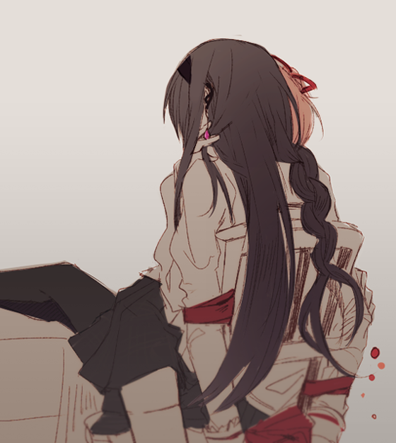 akemi homura and kaname madoka (mahou shoujo madoka magica and 1 more) drawn by hanyae