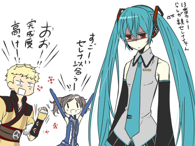 hatsune miku, severa, cynthia, and owain (vocaloid and 2 more) drawn by ijiro_suika