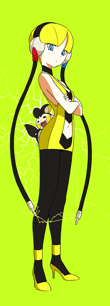 elesa and emolga (pokemon and 1 more) drawn by kokudou_juunigou