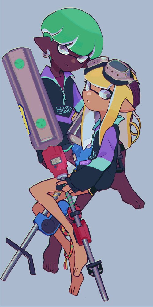 inkling player character, inkling girl, and inkling boy (splatoon) drawn by imaikuy0