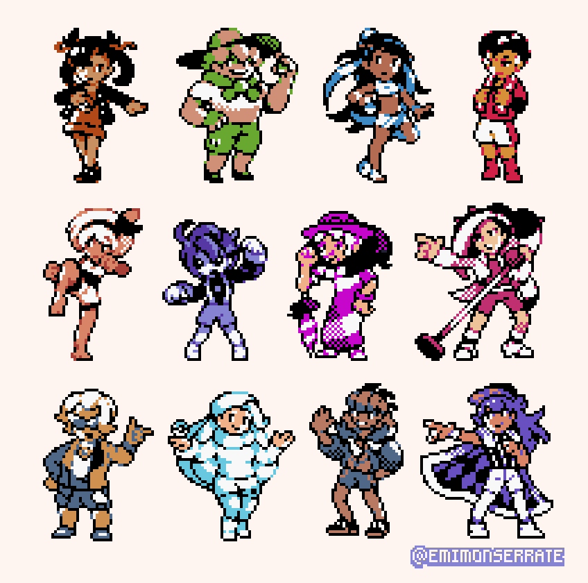 marnie, leon, raihan, nessa, bea, and 7 more (pokemon and 2 more) drawn by excarabu