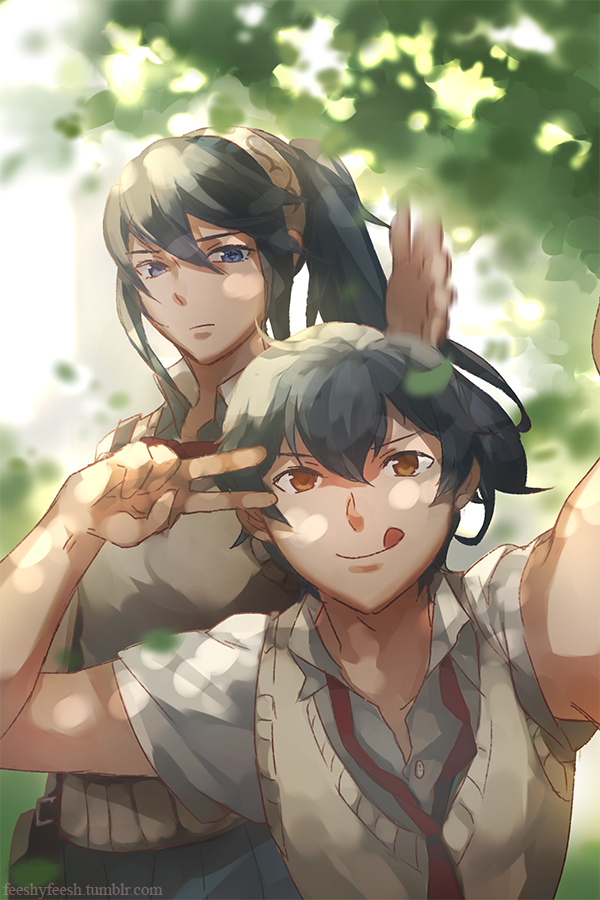 lucina and male morgan (fire emblem and 1 more) drawn by feesh