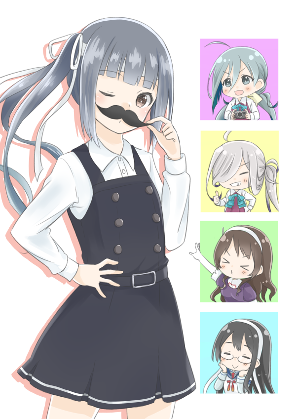 ooyodo, kasumi, ashigara, kiyoshimo, kasumi kai ni, and 1 more (kantai collection) drawn by hamuzora
