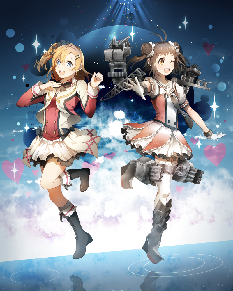 kosaka honoka and naka (kantai collection and 2 more) drawn by mio_(jian_wei)
