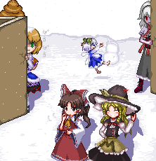 hakurei reimu, kirisame marisa, cirno, alice margatroid, and mizuhashi parsee (touhou) drawn by unk_kyouso