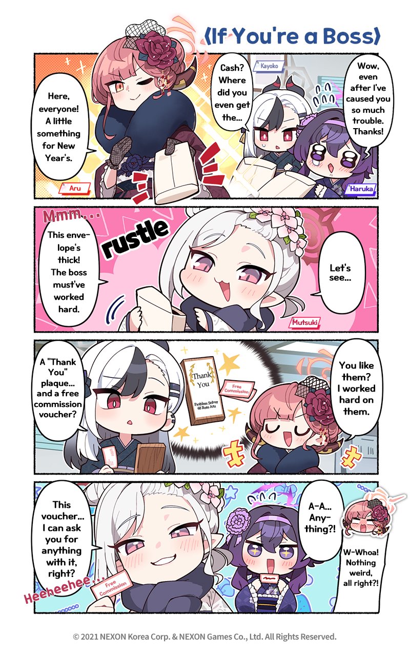 kayoko, aru, mutsuki, and haruka (blue archive) drawn by donmin_h