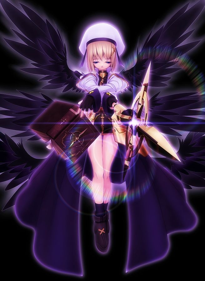 yagami hayate, schwertkreuz, and tome of the night sky (lyrical nanoha and 2 more) drawn by tom_(1art.)