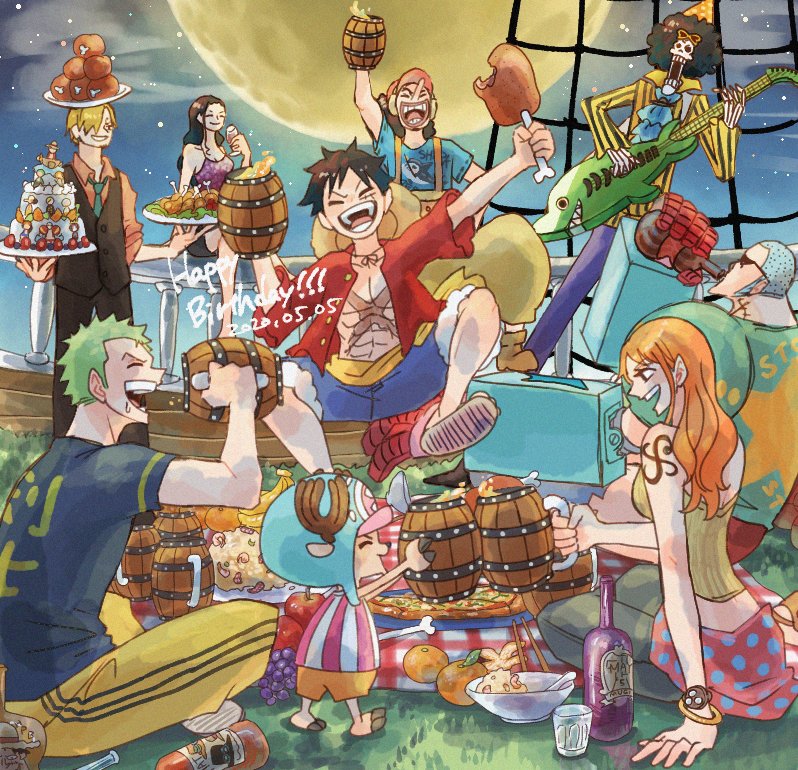 nami, monkey d. luffy, nico robin, roronoa zoro, sanji, and 4 more (one piece) drawn by ume_(ume_boshi1020)