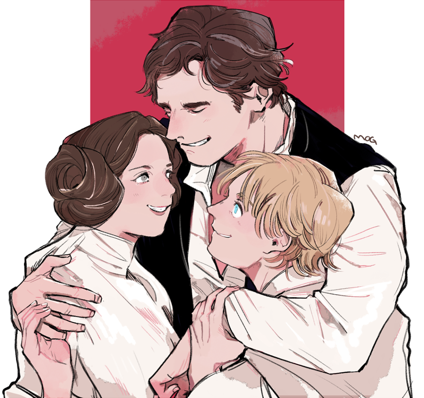 princess leia, luke skywalker, and han solo (star wars and 1 more) drawn by mog_(ntcm2234)
