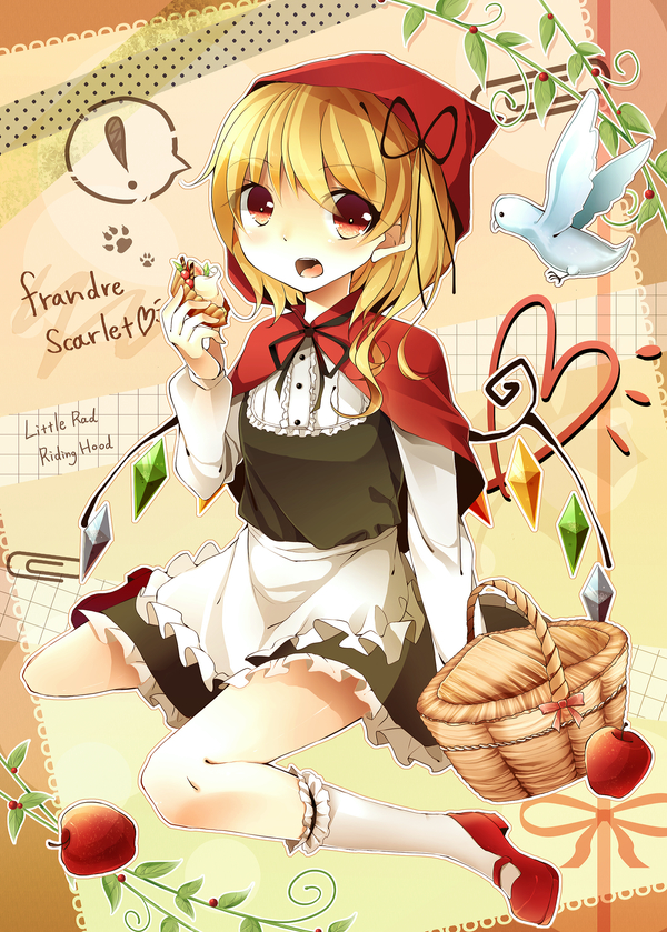 flandre scarlet and little red riding hood (touhou and 1 more) drawn by kuran_(mkmrl)
