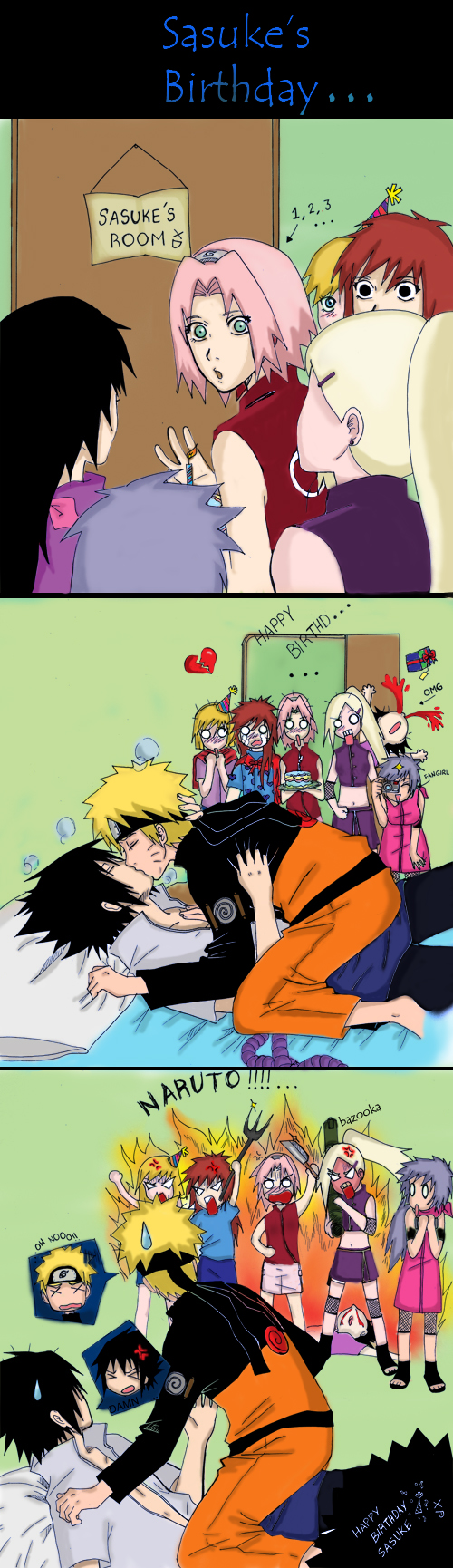 haruno sakura, uzumaki naruto, uchiha sasuke, and yamanaka ino (naruto and 1 more) drawn by anauchihad and celuchiha02