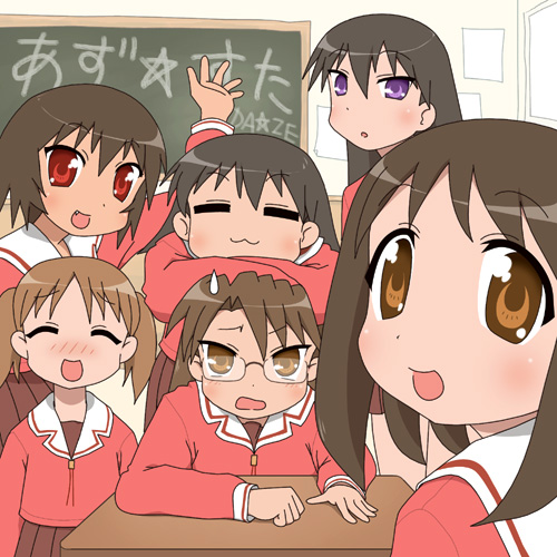 kasuga ayumu, sakaki, mihama chiyo, takino tomo, kagura, and 1 more (lucky star and 1 more) drawn by shirosato