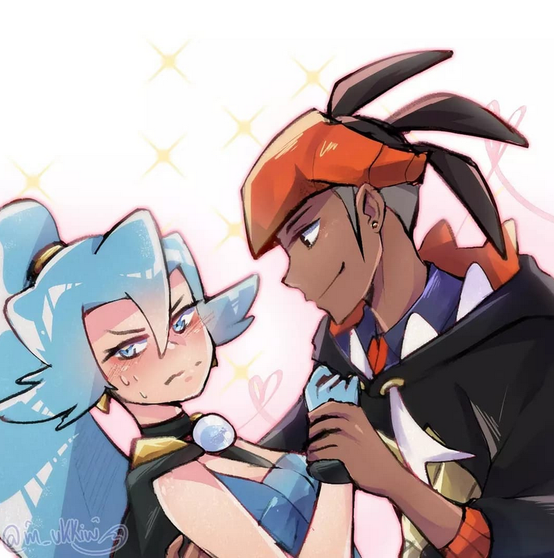 raihan and clair (pokemon and 2 more) drawn by mukkiw