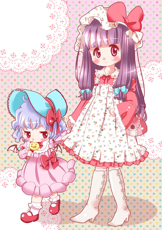 remilia scarlet and patchouli knowledge (touhou) drawn by zatsuni