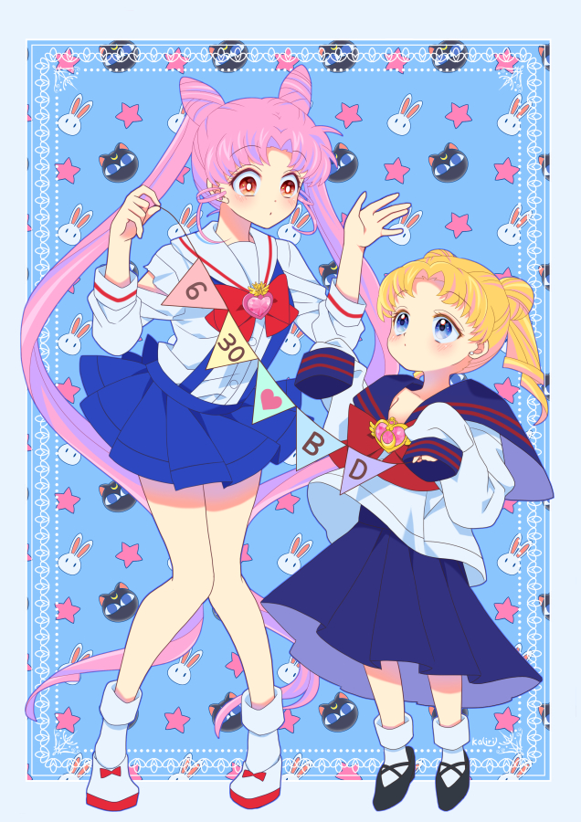 tsukino usagi, chibi usa, and luna-p (bishoujo senshi sailor moon and 2 more) drawn by kairi_(oro-n)