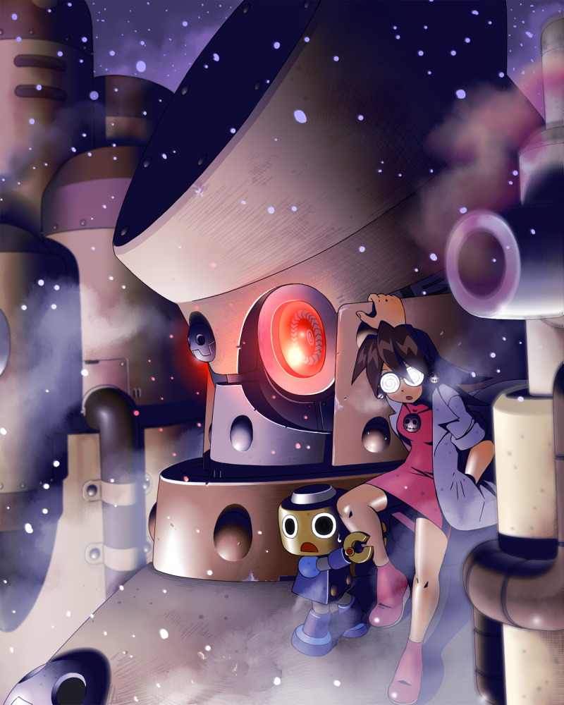 tron bonne and servbot (mega man and 1 more) drawn by napo