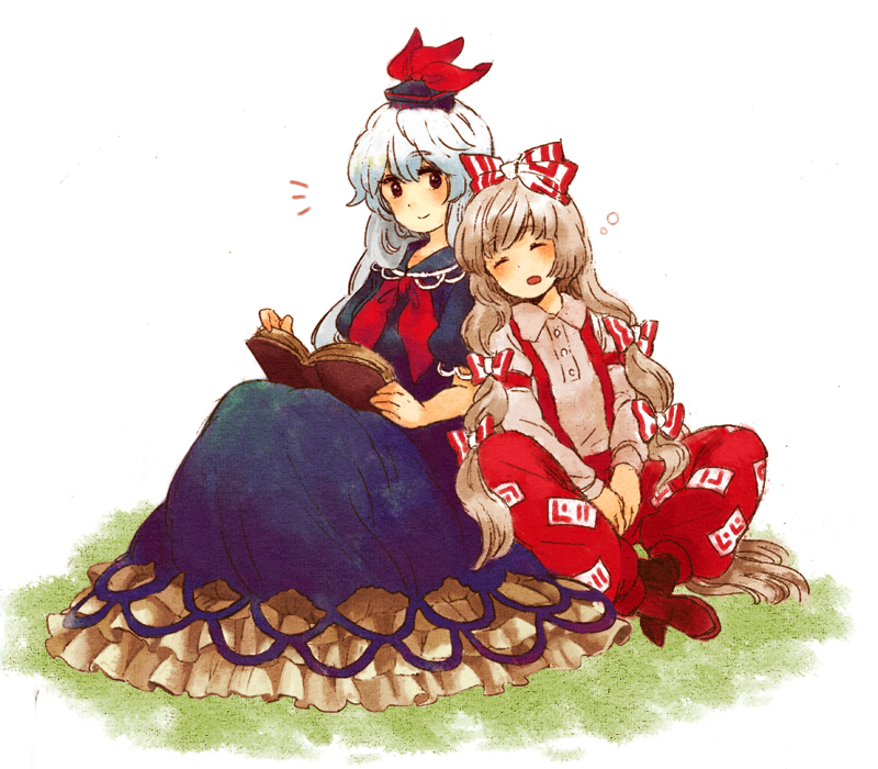 fujiwara no mokou and kamishirasawa keine (touhou) drawn by meeko