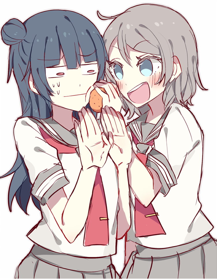 watanabe you and tsushima yoshiko (love live! and 1 more) drawn by kvlen