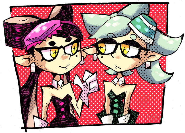 callie and marie (splatoon and 1 more) drawn by setz