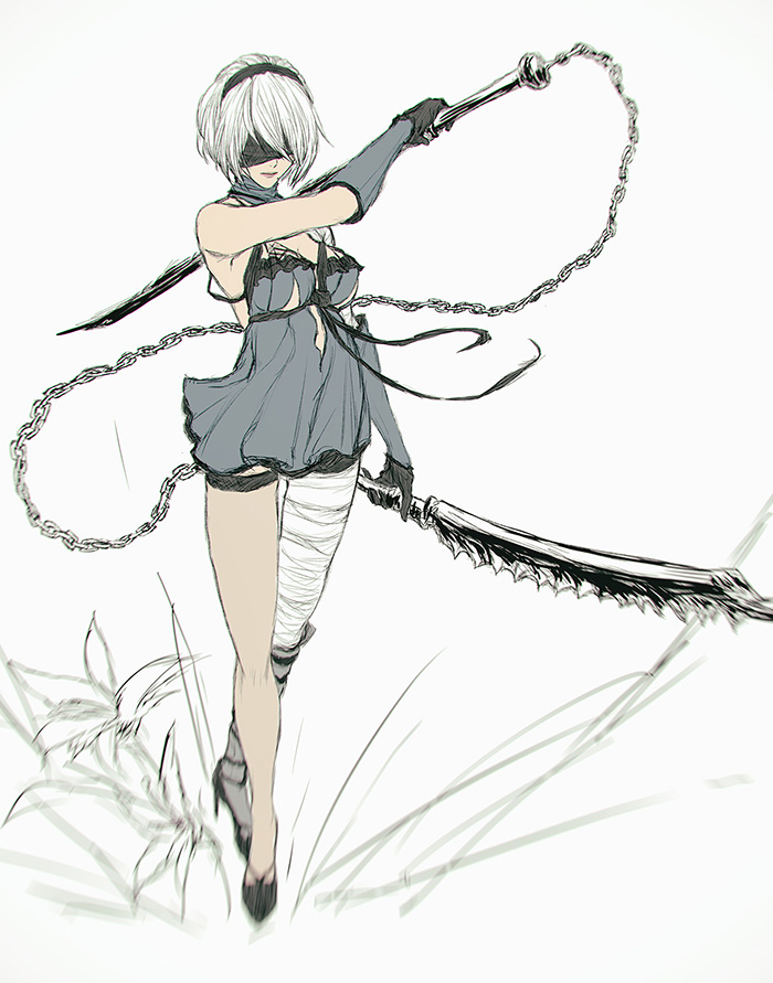 2b and kaine (nier:automata and 1 more) drawn by ilea