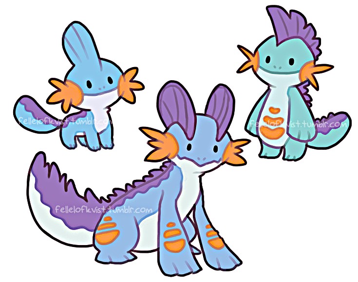 mudkip, wooper, quagsire, swampert, and marshtomp (pokemon) drawn by floofkvist