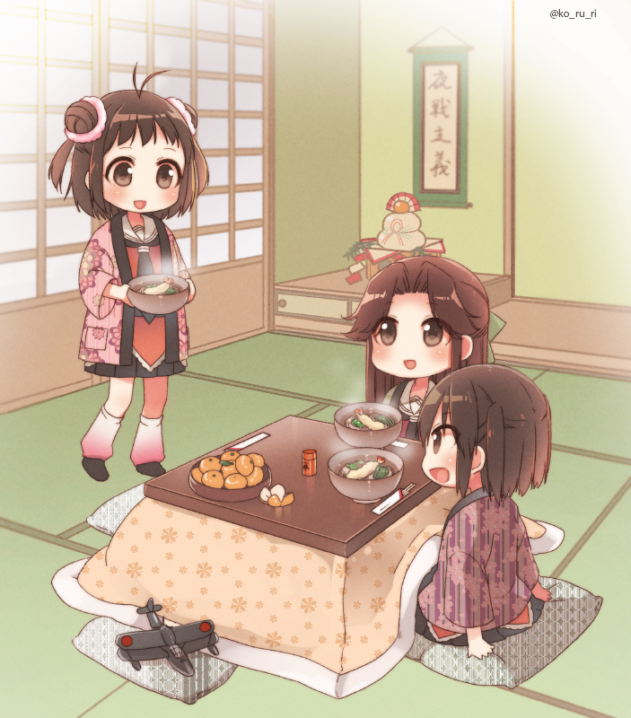 sendai, naka, jintsuu, sendai kai ni, jintsuu kai ni, and 1 more (kantai collection) drawn by koruri