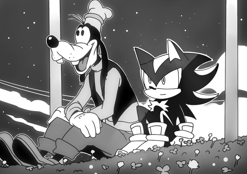 shadow the hedgehog and goofy (sonic and 1 more) drawn by grandmetropolis and o_den
